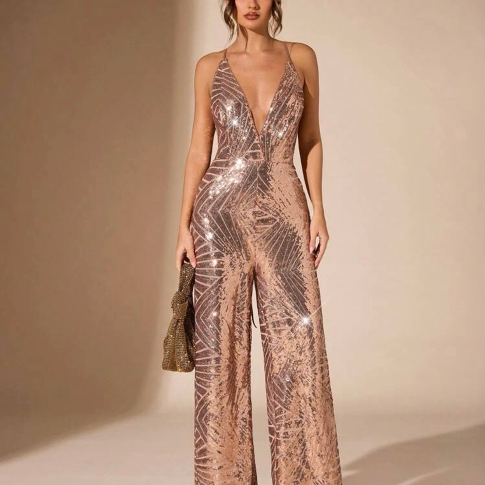 SHEIN Gold Sequin Jumpsuit